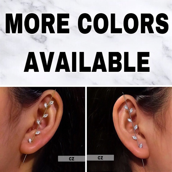 ⚜️[𝟯/$𝟭𝟴]⚜️CZ Leaves Crystal Ear Hook NEW - Picture 7 of 8